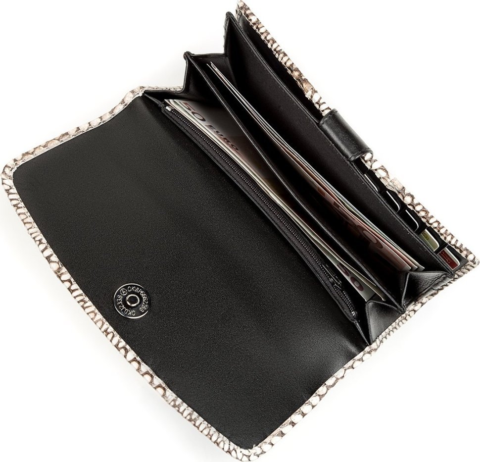 Жіночий гаманець з натуральної шкіри пітона сірого кольору SNAKE LEATHER (024-18263)