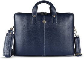 Сумка із фактурної шкіри з плечовим ременем для ноутбука до 15" Hammonds Flycatcher LB106 синього кольору 107995
