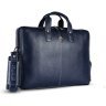 Сумка из фактурной кожи с плечевым ремнем для ноутбука до 15"  Hammonds Flycatcher LB106 синего цвета 107995 modnotak фото - 3