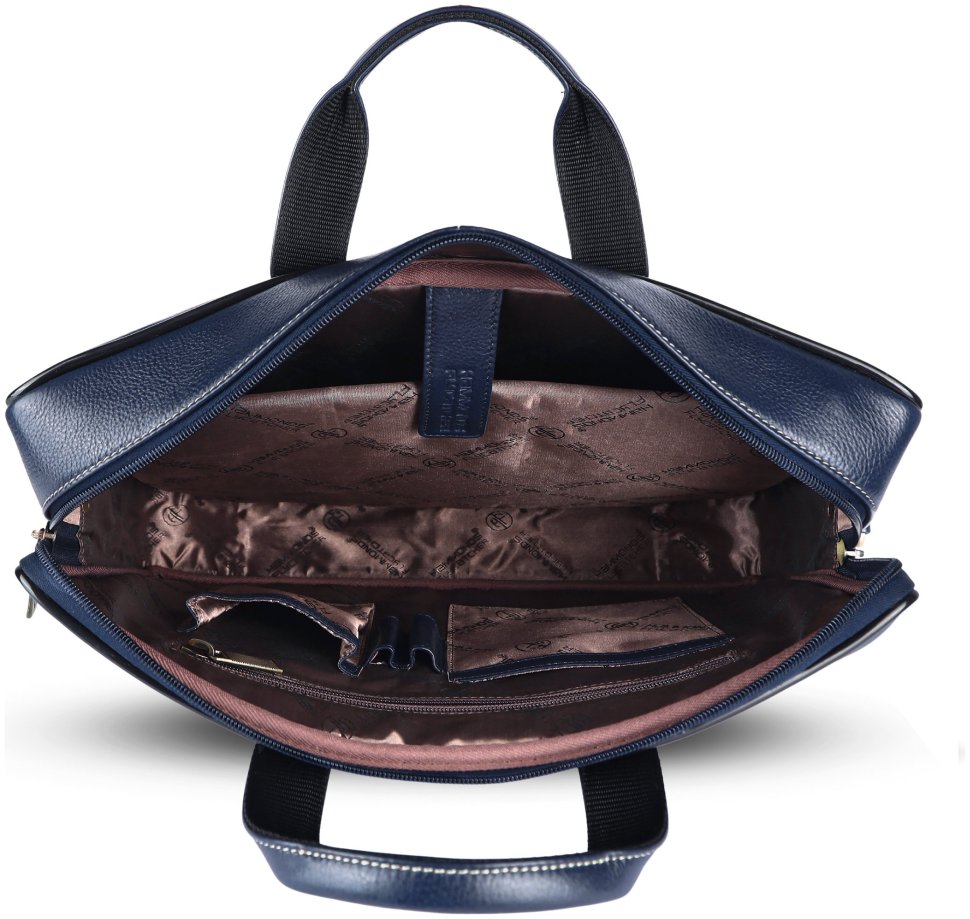 Сумка из фактурной кожи с плечевым ремнем для ноутбука до 15"  Hammonds Flycatcher LB106 синего цвета 107995 modnotak фото №5