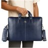 Сумка из фактурной кожи с плечевым ремнем для ноутбука до 15"  Hammonds Flycatcher LB106 синего цвета 107995 modnotak фото - 6