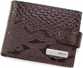 Коричневая визитница из натуральной кожи под змею KARYA (408-015)