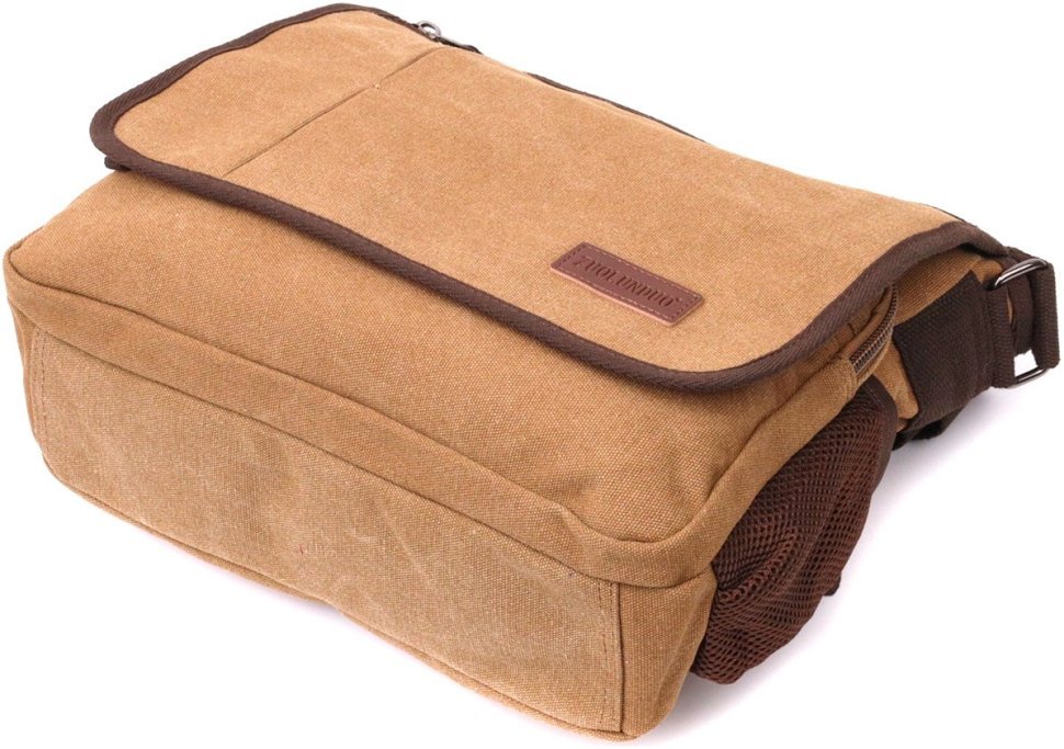 Коричнева чоловіча сумка з текстилю для ноутбука 13 дюймів Vintage 2422201