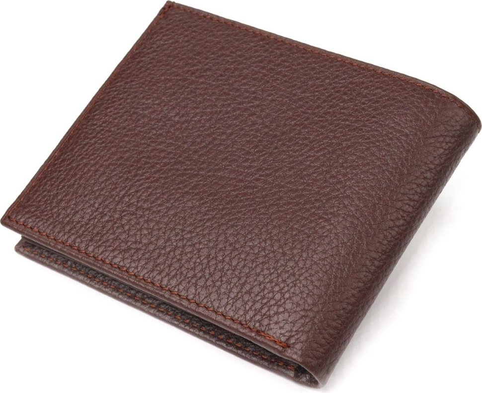 Коричневий гаманець для чоловіків у дві складення з натуральної шкіри флотар CANPELLINI (2421586)