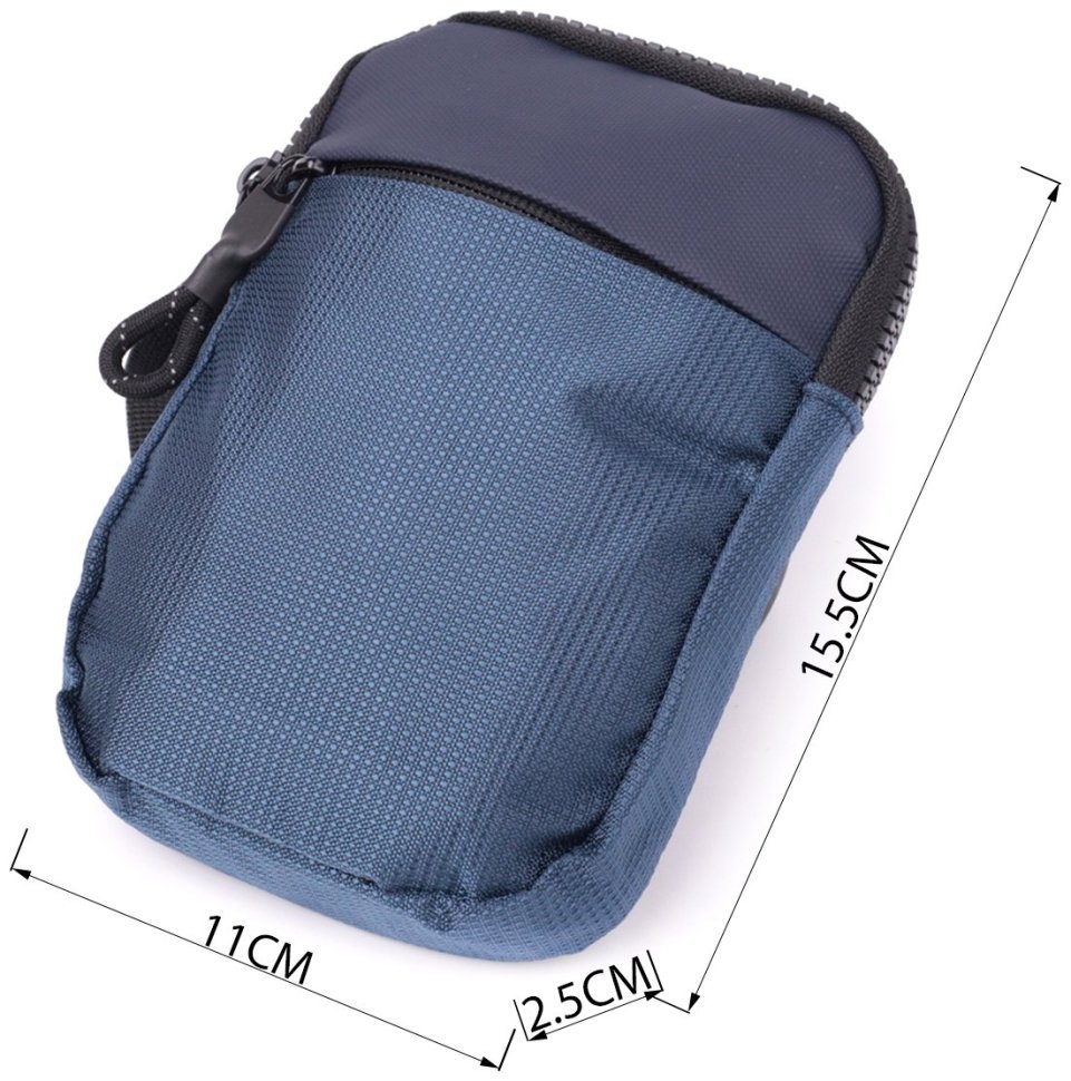 Текстильная мужская слинг-сумка синего цвета Vintage 2422870 modnotak фото №3