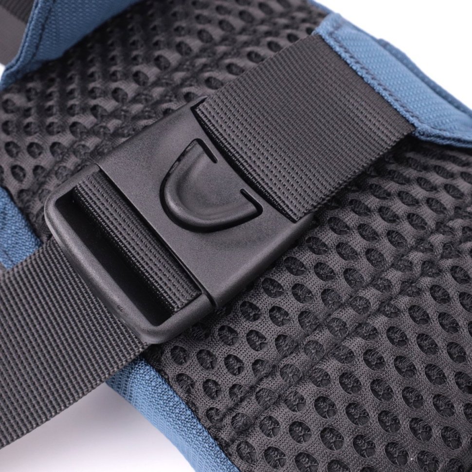 Текстильная мужская слинг-сумка синего цвета Vintage 2422870 modnotak фото №6