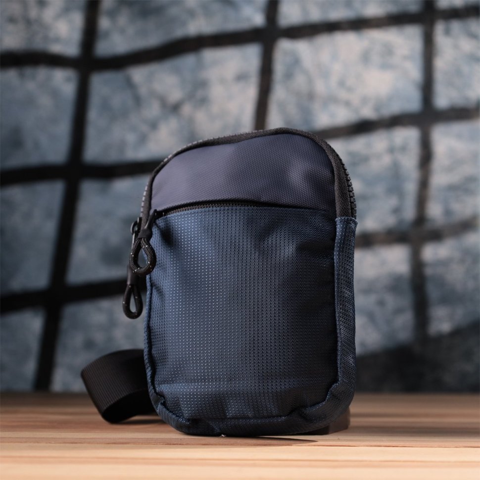 Текстильная мужская слинг-сумка синего цвета Vintage 2422870 modnotak фото №8