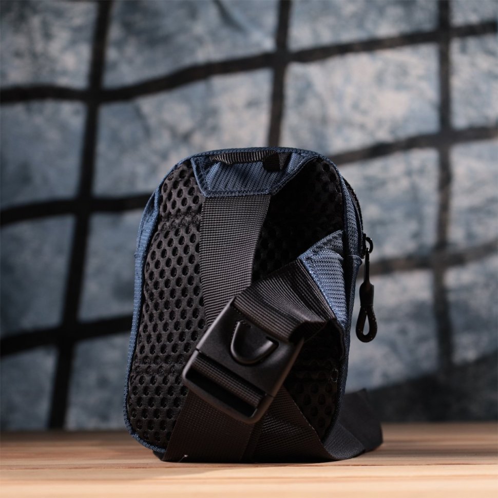 Текстильная мужская слинг-сумка синего цвета Vintage 2422870 modnotak фото №9