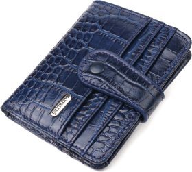Синій гаманець з натуральної шкіри з тисненням під крокодила CANPELLINI (2421687)