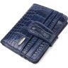 Синій гаманець з натуральної шкіри з тисненням під крокодила CANPELLINI (2421687) - 1