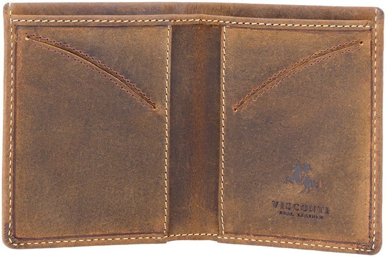 Винтажное мужское портмоне из коричневой кожи для купюр и пластиковых карт Visconti Saber 68995