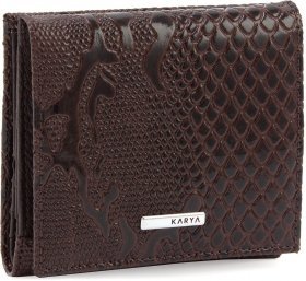 Невеликий жіночий гаковий гаманець коричневого кольору з натуральної шкіри KARYA (19513)