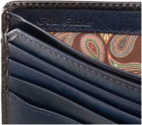 Темно-синее мужское портмоне из натуральной кожи высокого качества под купюры и карты Visconti Milo 69195