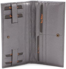 Длинный кожаный купюрник темно-серого цвета Tony Bellucci (12453)