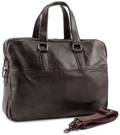 Коричневая кожаная сумка формата А4 Leather Collection (10445)