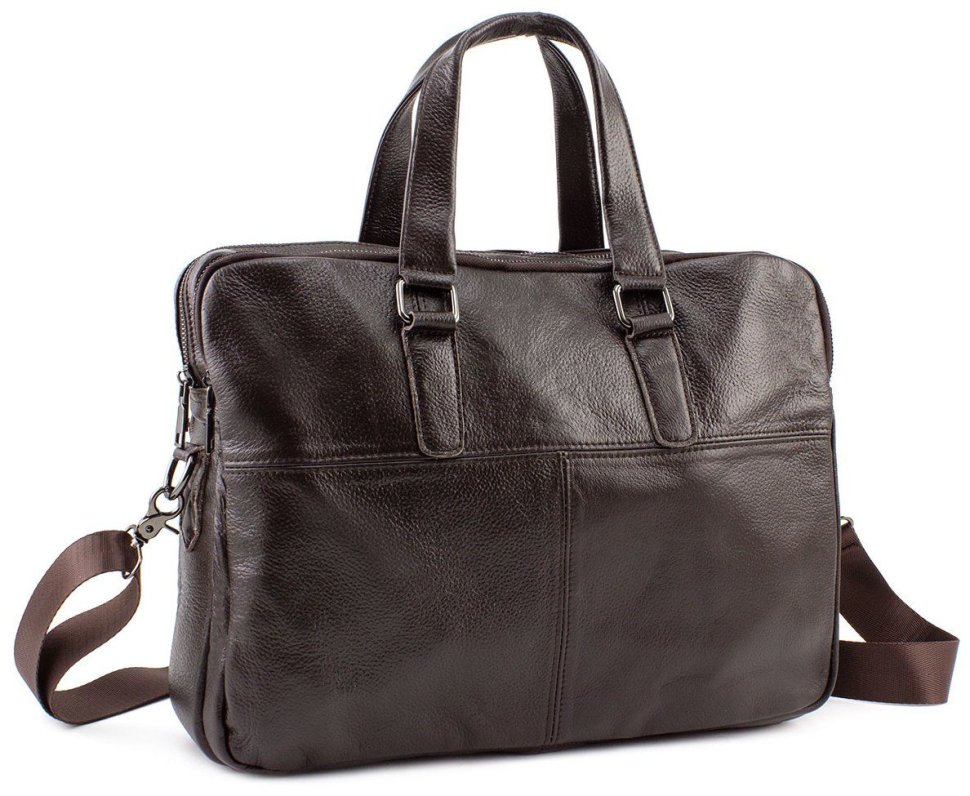 Коричневая кожаная сумка формата А4 Leather Collection (10445)