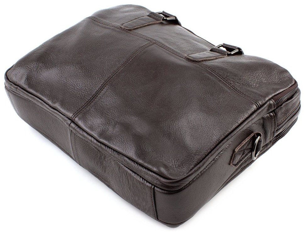 Коричнева шкіряна сумка формату А4 Leather Collection (10445)