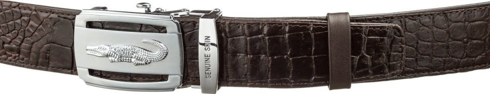 Ремень автомат коричневого цвета из качественной кожи крокодила CROCODILE LEATHER (024-18607) modnotak фото №2