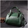Маленькая женская сумка из натуральной кожи зеленого цвета с короткими ручками Vintage 2422359 - 8