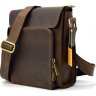 Винтажная мужская сумка на плечо из натуральной коричневой кожи TARWA (21702) - 3