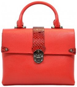 Кожаная женская сумка с декоративными вставками под рептилию Desisan 80896