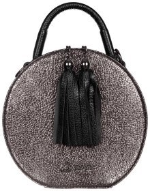 Кожаная круглая женская сумка с короткими ручками Desisan 81196