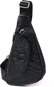 Мужская сумка-слинг через плечо из натуральной кожи с фактурой под рептилию Vintage (20489)