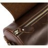 Кожаная закругленная мужская сумка коричневого цвета VINTAGE STYLE (14694) - 4