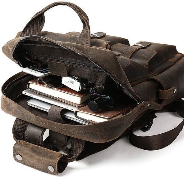 Рюкзак дорожній з натуральної шкіри коричневого кольору VINTAGE STYLE (14709)