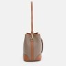 Женская кожаная вертикальная сумка через плечо в цвете тауп Keizer 71596 - 4