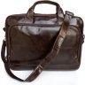 Универсальная деловая кожаная сумка коричневого цвета VINTAGE STYLE (14152) - 1