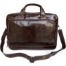 Универсальная деловая кожаная сумка коричневого цвета VINTAGE STYLE (14152) - 2