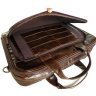 Универсальная деловая кожаная сумка коричневого цвета VINTAGE STYLE (14152) - 7