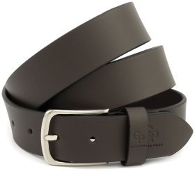 Класичний чоловічий шкіряний ремінь у темно-коричневому кольорі Grande Pelle (41103)