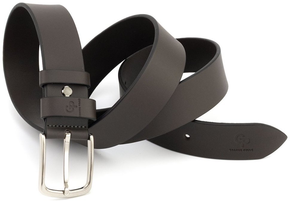 Классический мужской кожаный ремень в темно-коричневом цвете Grande Pelle (41103) фото №4 Классический мужской кожаный ремень в темно-коричневом цвете Grande Pelle (41103) modnotak фото №4