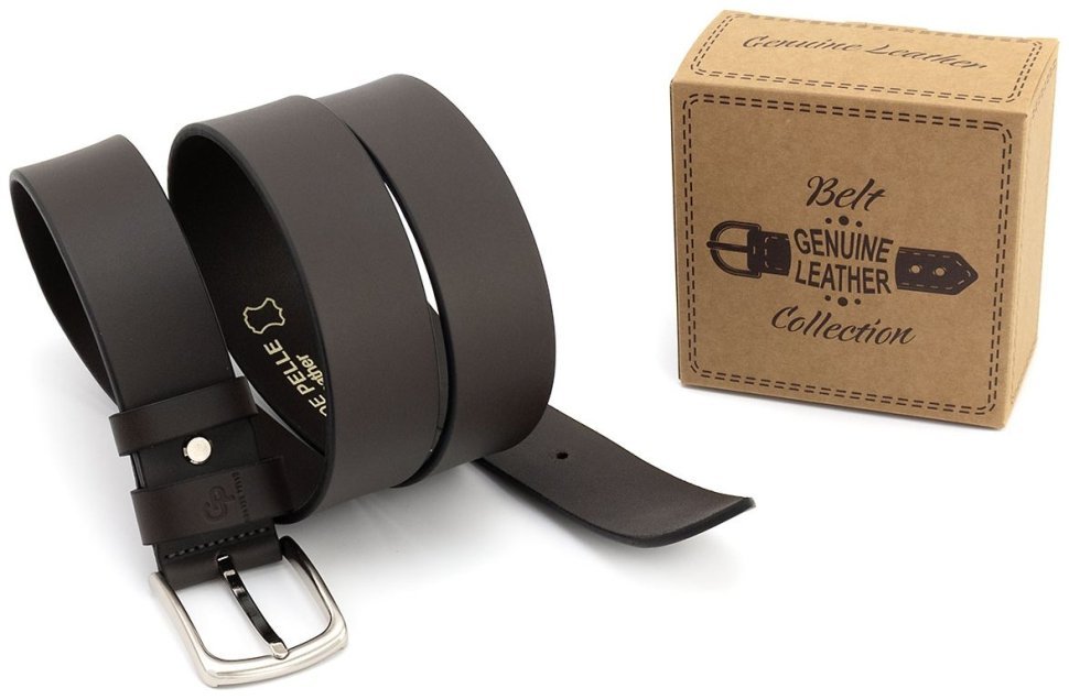 Классический мужской кожаный ремень в темно-коричневом цвете Grande Pelle (41103) фото №5 Классический мужской кожаный ремень в темно-коричневом цвете Grande Pelle (41103) modnotak фото №5