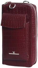 Стильный клатч из кожи с фактурой кроко коричневого цвета Vip Collection 102396