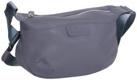 Кожаная женская бананка с одним отделением на молнии Vip Collection 102496 (серая)