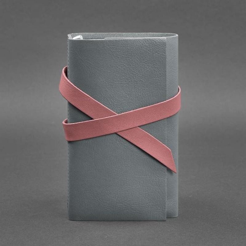 Женский кожаный блокнот (Софт-бук) в серо-розовом цвете - BlankNote (42496)