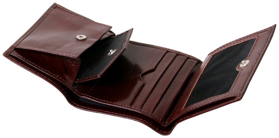 Кожаное коричневое портмоне Newport с фиксацией на кнопку Vip Collection 102596 фото №4 Кожаное коричневое портмоне Newport с фиксацией на кнопку Vip Collection 102596 modnotak фото №4
