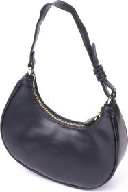Чорна жіноча сумка-хобо з натуральної гладкої шкіри Vintage (2421288)