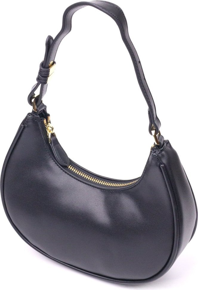 Чорна жіноча сумка-хобо з натуральної гладкої шкіри Vintage (2421288)