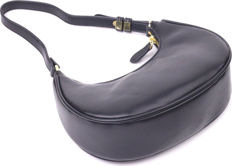 Черная женская сумка-хобо из натуральной гладкой кожи Vintage (2421288)