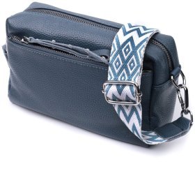 Элегантная женская сумка из натуральной кожи Vintage 2422652  синего цвета