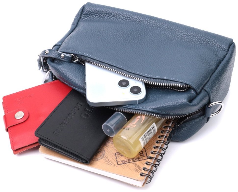 Элегантная женская сумка из натуральной кожи Vintage 2422652  синего цвета modnotak фото №10