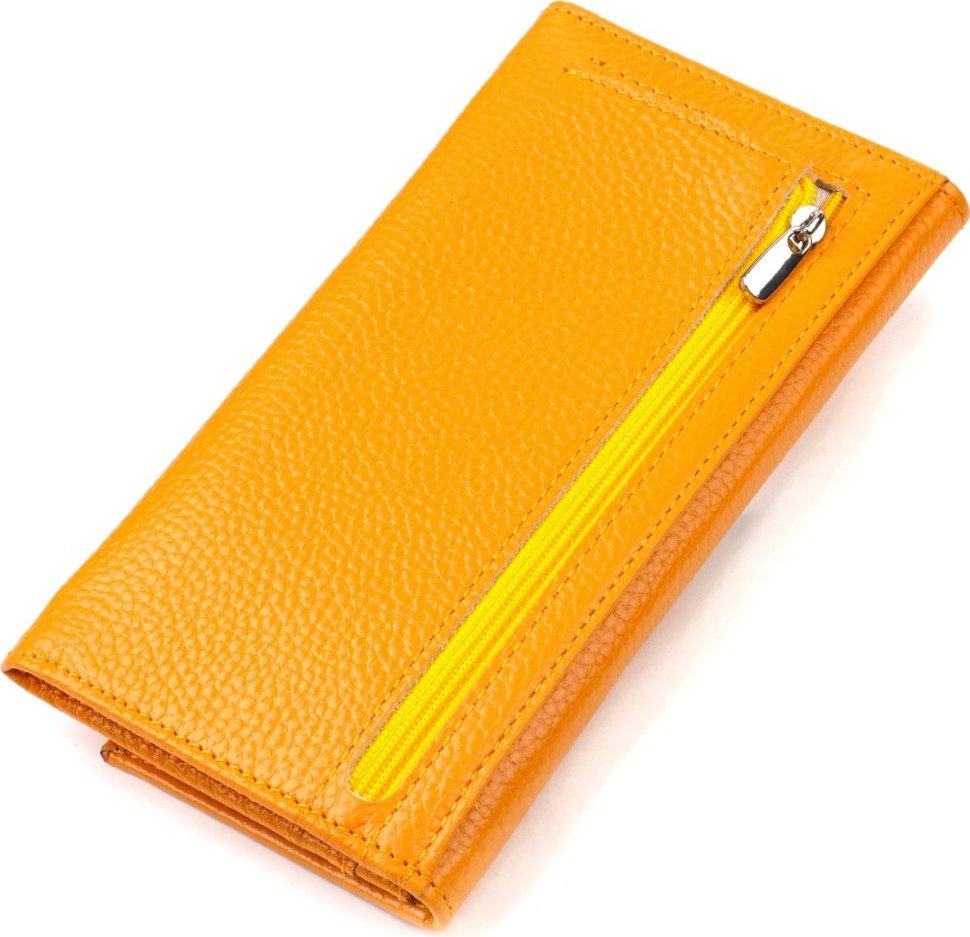 Жовтий жіночий гаманець із натуральної шкіри флотар із клапаном CANPELLINI (2421832)