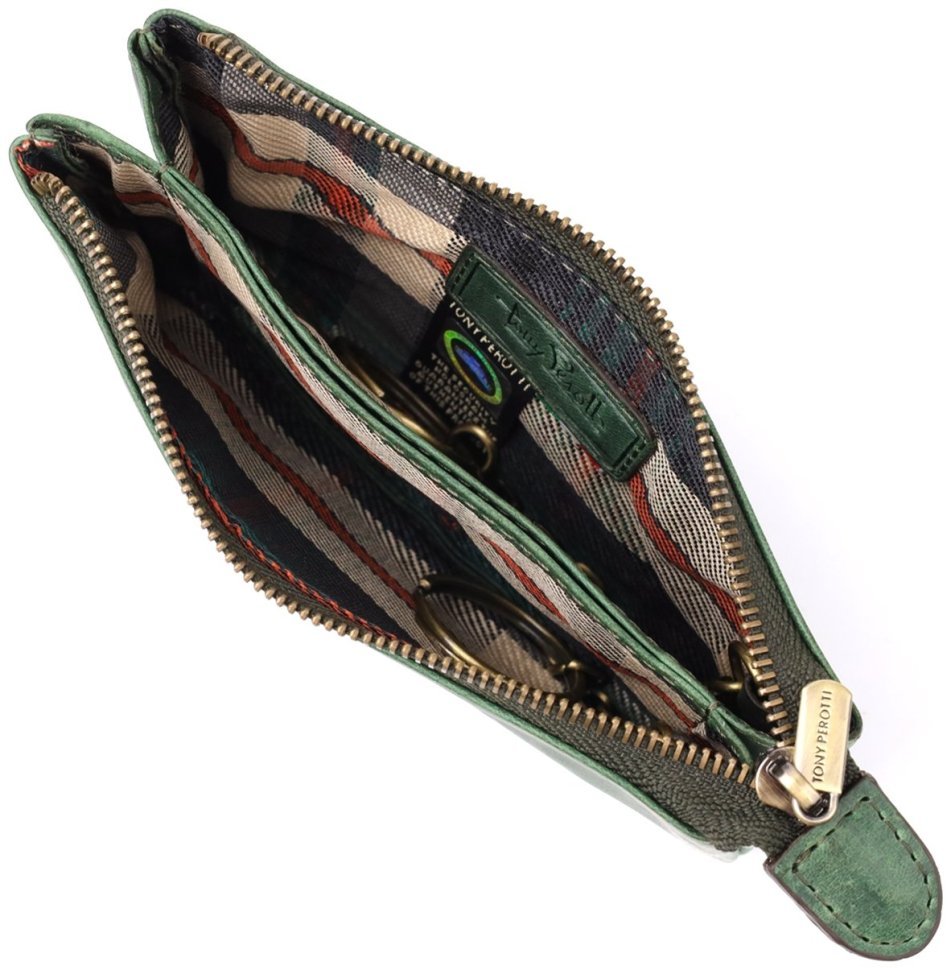 Ключница кожаная зеленого цвета в стиле винтаж Tony Perotti 103296 modnotak фото №7