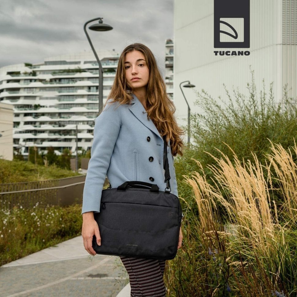 Компактная сумка для ноутбука 15" из текстиля + беспроводная мышь в комплекте Tucano Idea черного цвета 103496 modnotak фото №2