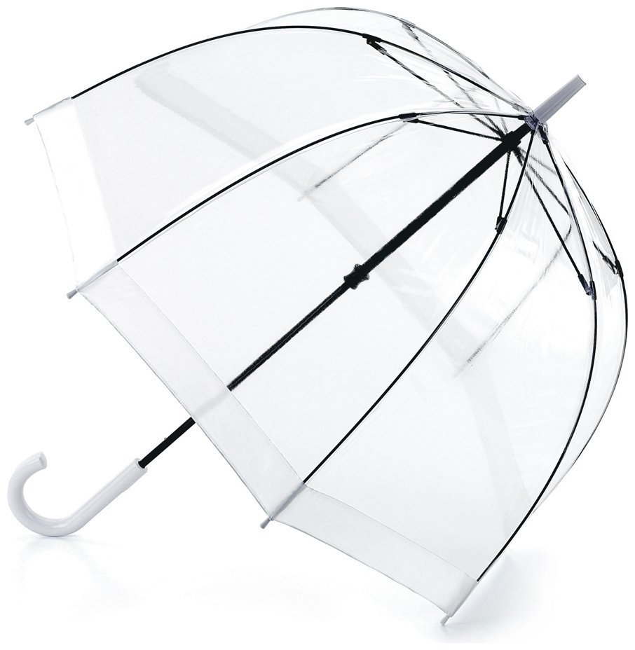 Зонт-трость женский Fulton Birdcage-1 L041 White (Механика, прозрачный с белыми вставками) 93796 modnotak фото №1