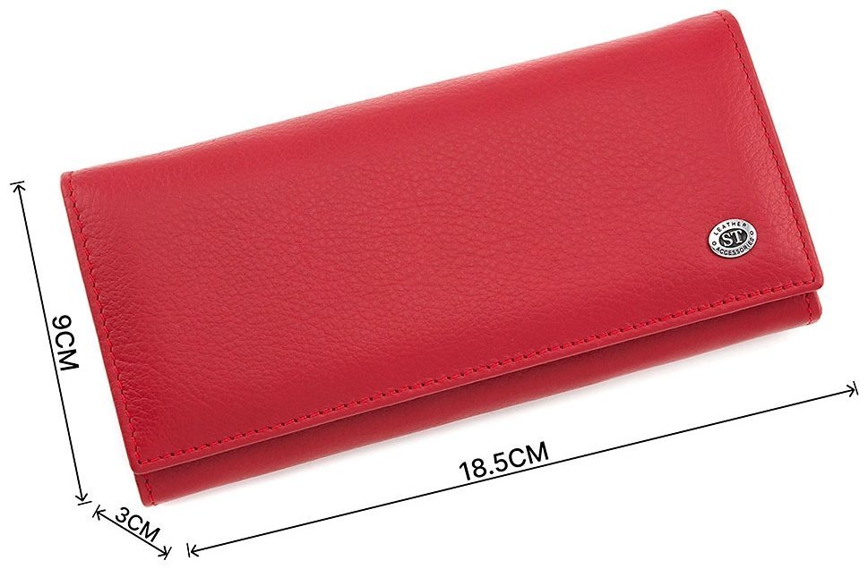 Червоний гаманець в класичному стилі з натуральної шкіри ST Leather (16887) modnotak фото №3